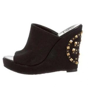 Tory Burch Canvas Meredith Wedges in Black size 7